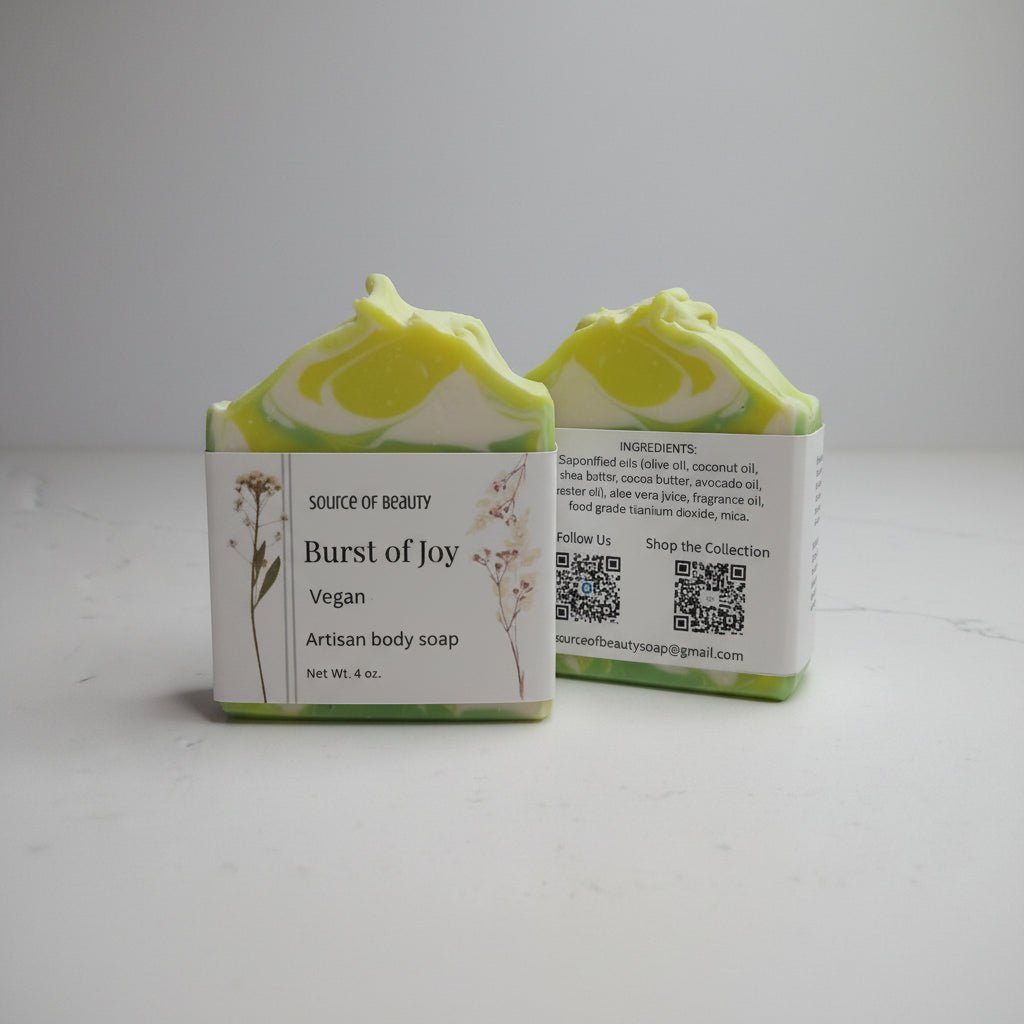 Burst of Joy artisan body soap (vegan) - Source of Beauty.