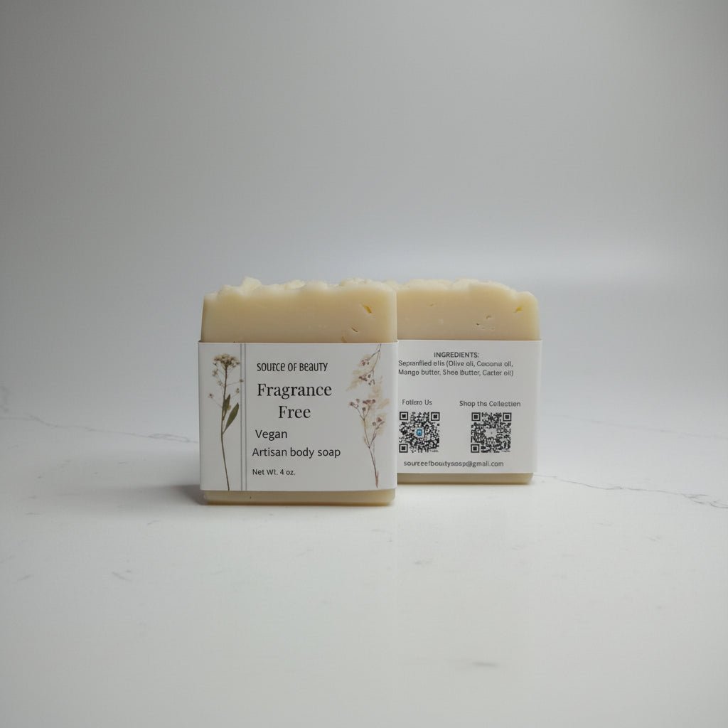 Fragrance free artisan body soap (vegan) - Source of Beauty.