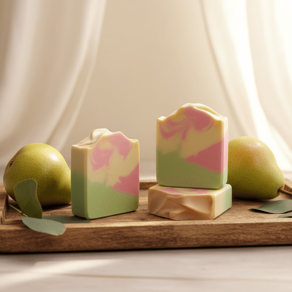 Juicy Pear artisan body soap - Source of Beauty.
