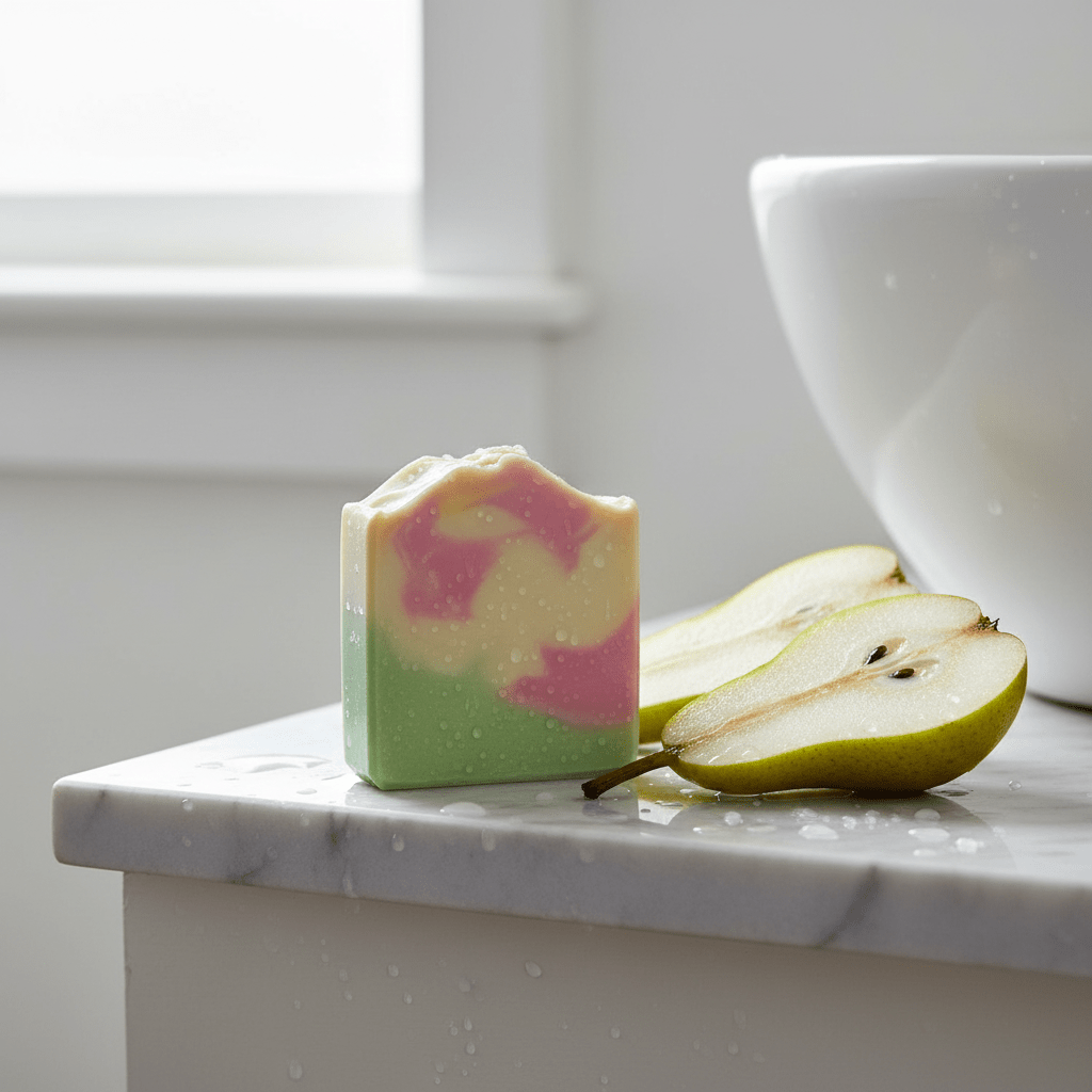Juicy Pear artisan body soap - Source of Beauty.
