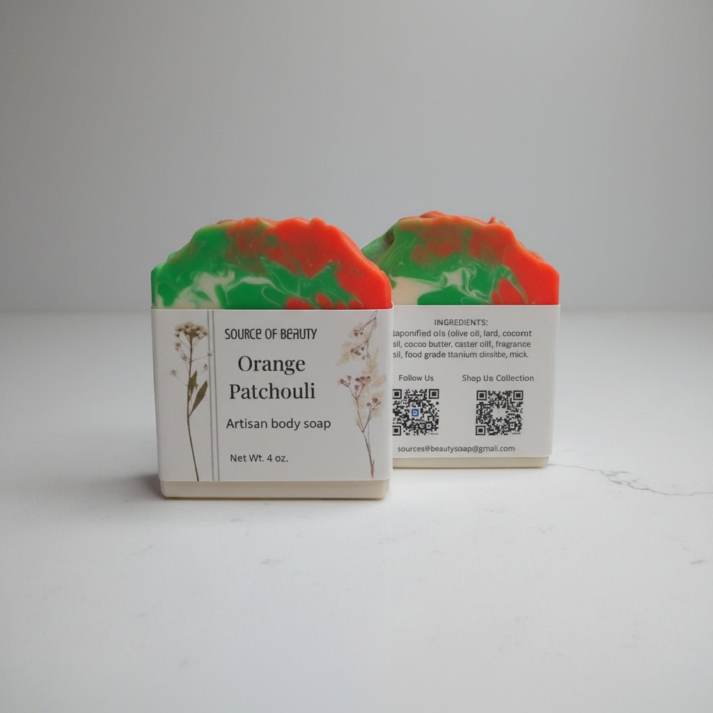Orange Patchouli artisan body soap - Source of Beauty.