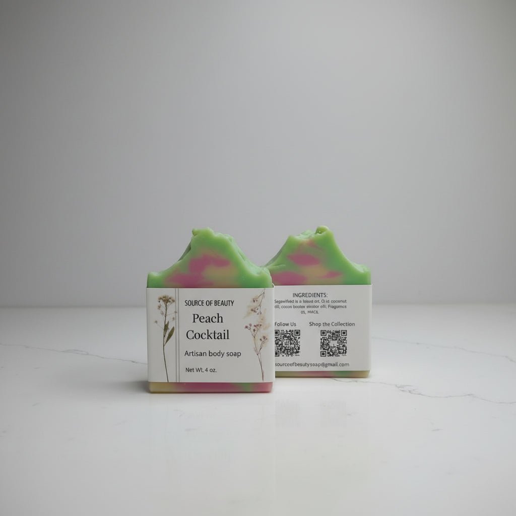 Peach Cocktail artisan body soap - Source of Beauty.