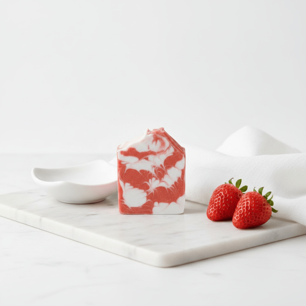 Sugared Strawberry artisan body soap with aloe vera juice - Source of Beauty.